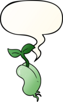 cartoon sprouting seed with speech bubble in smooth gradient style png