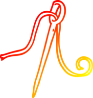 warm gradient line drawing of a cartoon needle and thread png