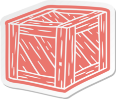 adesivo de desenho animado de uma caixa de madeira png