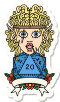 sticker of a elf barbarian character with natural twenty dice roll png