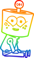 rainbow gradient line drawing of a happy cartoon robot png