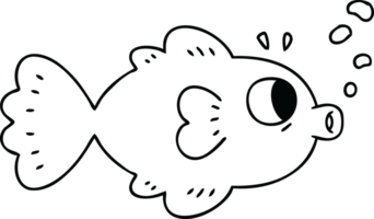 line drawing quirky cartoon fish png