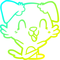 cold gradient line drawing of a laughing cartoon dog png