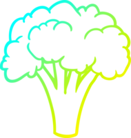 cold gradient line drawing of a Cartoon broccoli png