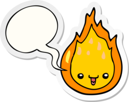 tecknad serie flamma med Tal bubbla klistermärke png