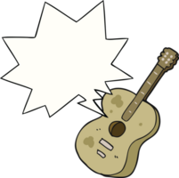 caricatura, guitarra, con, burbuja del discurso png