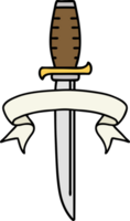 traditional tattoo with banner of a dagger png