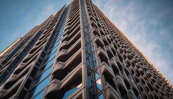 ai generado moderno rascacielos refleja futurista ciudad vida en resumen acero diseño generado por ai foto