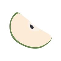 vector manzana rebanada ilustración, aislado dibujo Fruta en blanco antecedentes. verde manzana plano gráfico icono. dibujos animados sano comiendo, delicioso comida o postre, verano cosecha. diseño natural elemento