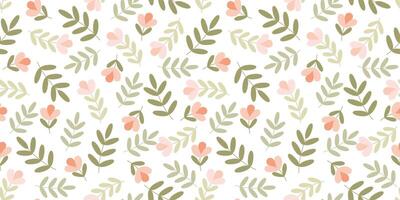 Vector Flower Meadow. Hand drawn Seamless Vector Pattern. Spring, Easter, Summer Floral Background in Delicate Pastel Flat Color. Botanical Template for Wallpaper, Textile, Fabric, Wrapping paper