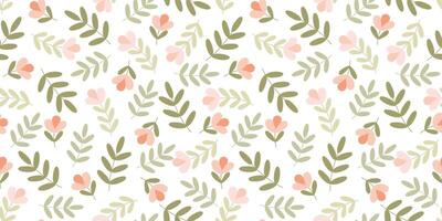 Vector Flower Meadow. Hand drawn Seamless Vector Pattern. Spring, Easter, Summer Floral Background in Delicate Pastel Flat Color. Botanical Template for Wallpaper, Textile, Fabric, Wrapping paper