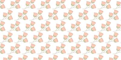 Seamless flower Pattern. Flat Botanical ornament with Floral elements in Pastel color. Simple Vector repeating texture. Modern swatch. Nature background for Textile, Print, Wrapping paper, Fabric