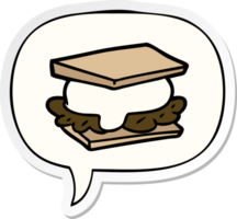 smore cartoon with speech bubble sticker png