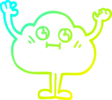 cold gradient line drawing of a cartoon dark cloud character png