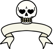 tatuaje tradicional con estandarte de una calavera png