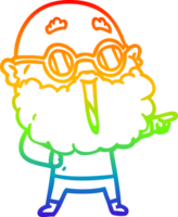 regenboog helling lijn tekening van een tekenfilm blij Mens met baard richten vinger png