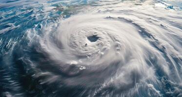 AI generated Hurricane Approaching the American Continent Visible Above the Earth , a View from The Satellite photo