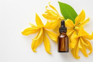 AI generated Ylang Ylang, The Essential Oil of Relaxation, isolated on white. generative ai photo