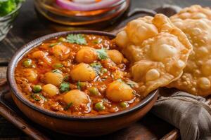 AI generated North Indian Delights,Indulge in the Irresistible Chole Bhature. generative ai photo