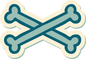 sticker of tattoo in traditional style of cross bones png