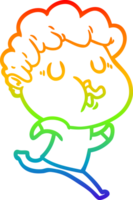 rainbow gradient line drawing of a cartoon man singing png