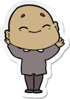 sticker of a cartoon happy bald man png