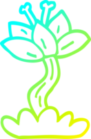 cold gradient line drawing of a cartoon red lilly png