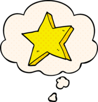 cartoon star with thought bubble in comic book style png