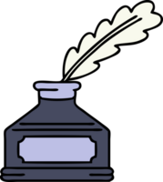 cartoon of an ink well and quill png