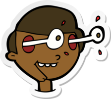 sticker of a cartoon excited boys face png