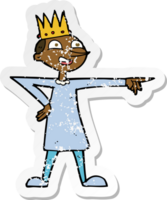 retro noodlijdende sticker van een cartoon wijzende prins png