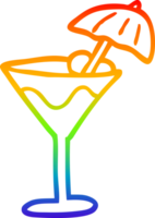 rainbow gradient line drawing of a cartoon cocktail png