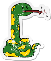 distressed sticker of a cartoon hissing snake png