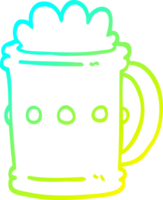 cold gradient line drawing of a cartoon beer tankard png