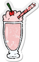 distressed sticker of a cartoon milkshake png