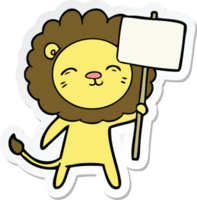 sticker of a cartoon lion with protest sign png