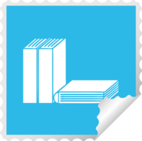 square peeling sticker cartoon of a of books png