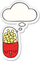 cartoon medical pill with thought bubble as a printed sticker png