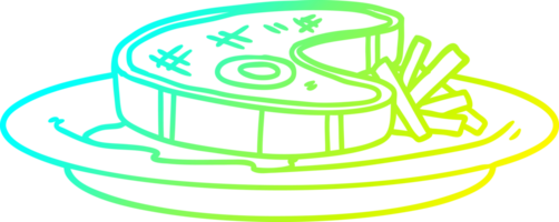 cold gradient line drawing of a cartoon steak dinner png