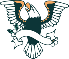 Traditionelles Tattoo mit Banner eines amerikanischen Adlers png