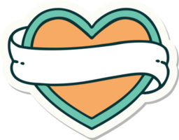 sticker of tattoo in traditional style of a heart and banner png