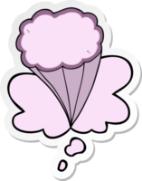 cartoon decorative cloud with thought bubble as a printed sticker png