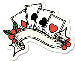 sticker of tattoo in traditional style of cards and banner png