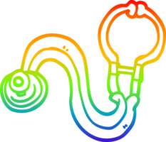 rainbow gradient line drawing of a cartoon doctors stethoscope png