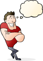 cartoon muscle guy with thought bubble png