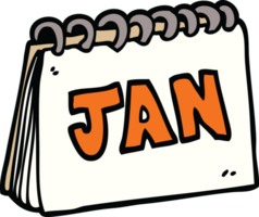 cartoon doodle calendar showing month of january png