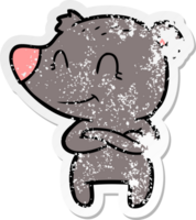 distressed sticker of a friendly bear cartoon png
