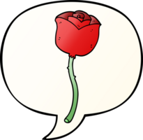 cartoon rose with speech bubble in smooth gradient style png