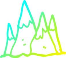 cold gradient line drawing of a cartoon tall mountains png