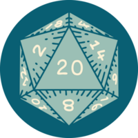 iconic tattoo style image of a d20 dice png